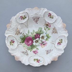 P/S Germany Antique Porcelain Bowl W/Floral Design and Scalloped Edges